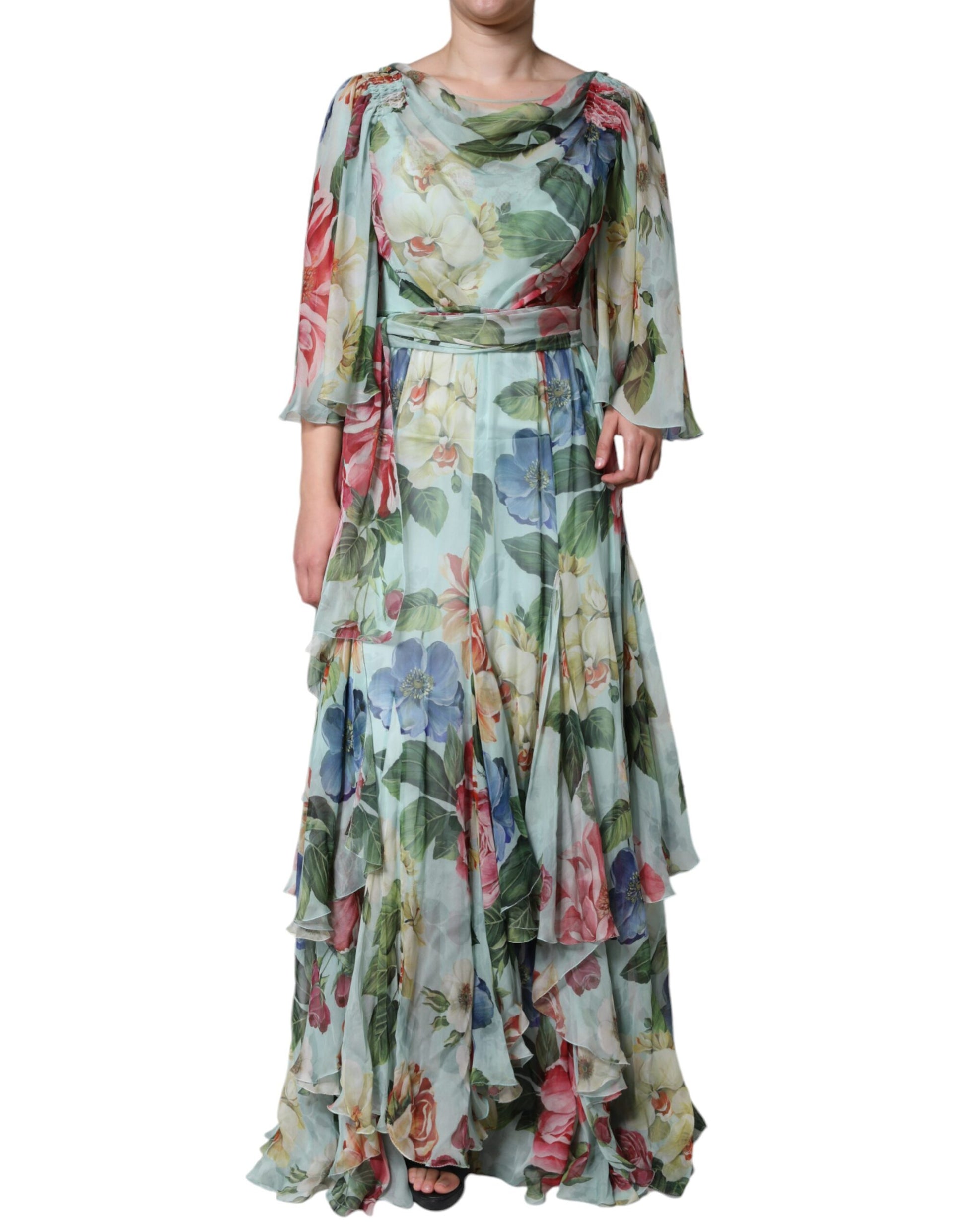 Dolce & Gabbana Multicolor Floral Silk Long Gown Dress by Dolce & Gabbana