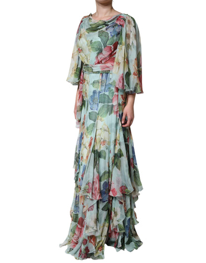 Dolce & Gabbana Multicolor Floral Silk Long Gown Dress by Dolce & Gabbana