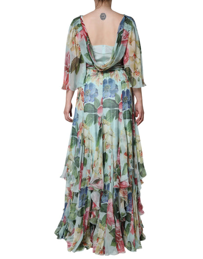 Dolce & Gabbana Multicolor Floral Silk Long Gown Dress by Dolce & Gabbana