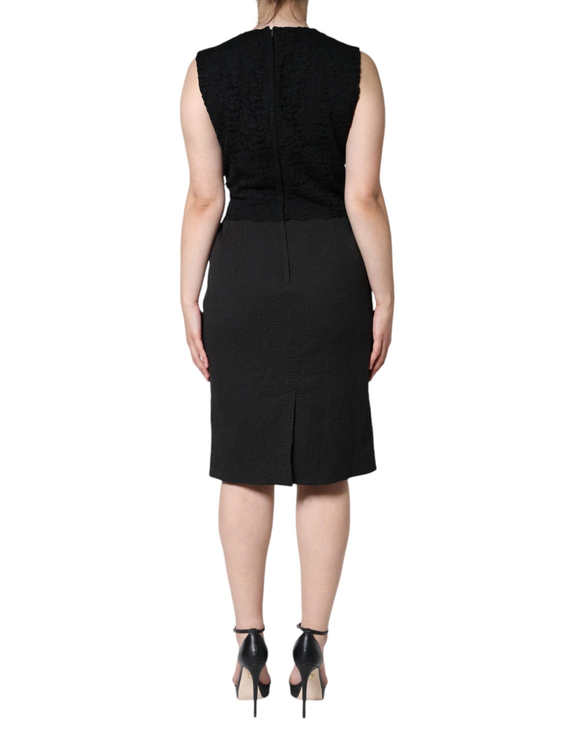 Dolce & Gabbana Black Cotton Sheath Knee Length Dress by Dolce & Gabbana