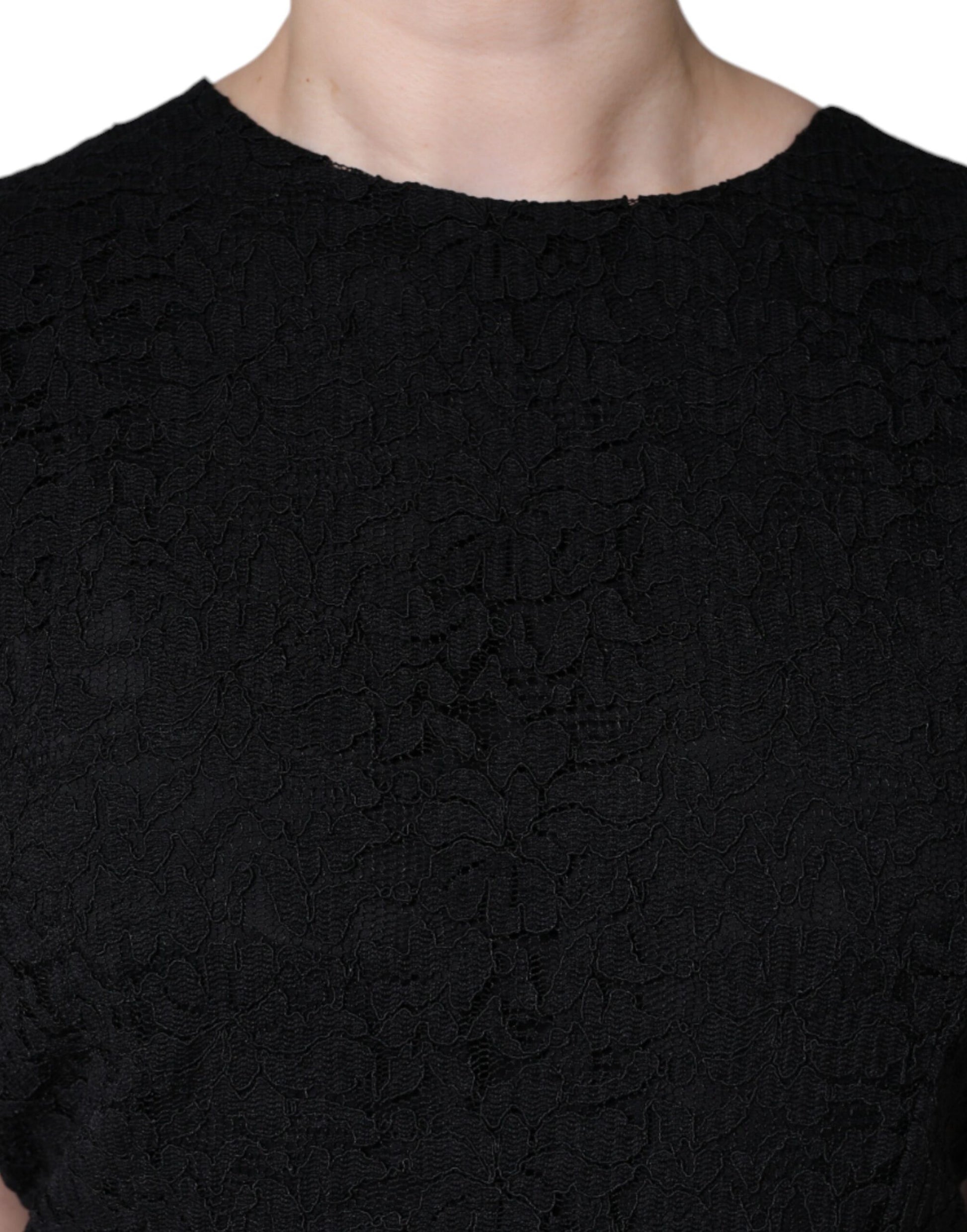 Dolce & Gabbana Black Cotton Sheath Knee Length Dress by Dolce & Gabbana