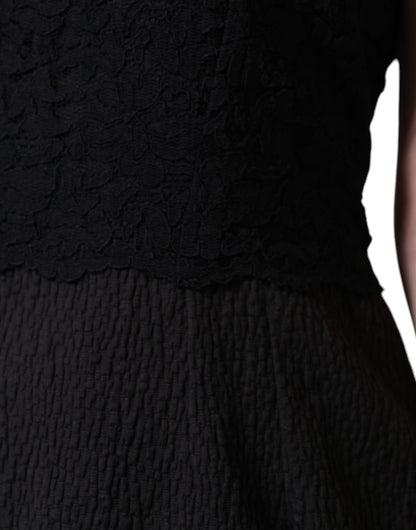 Dolce & Gabbana Black Cotton Sheath Knee Length Dress by Dolce & Gabbana
