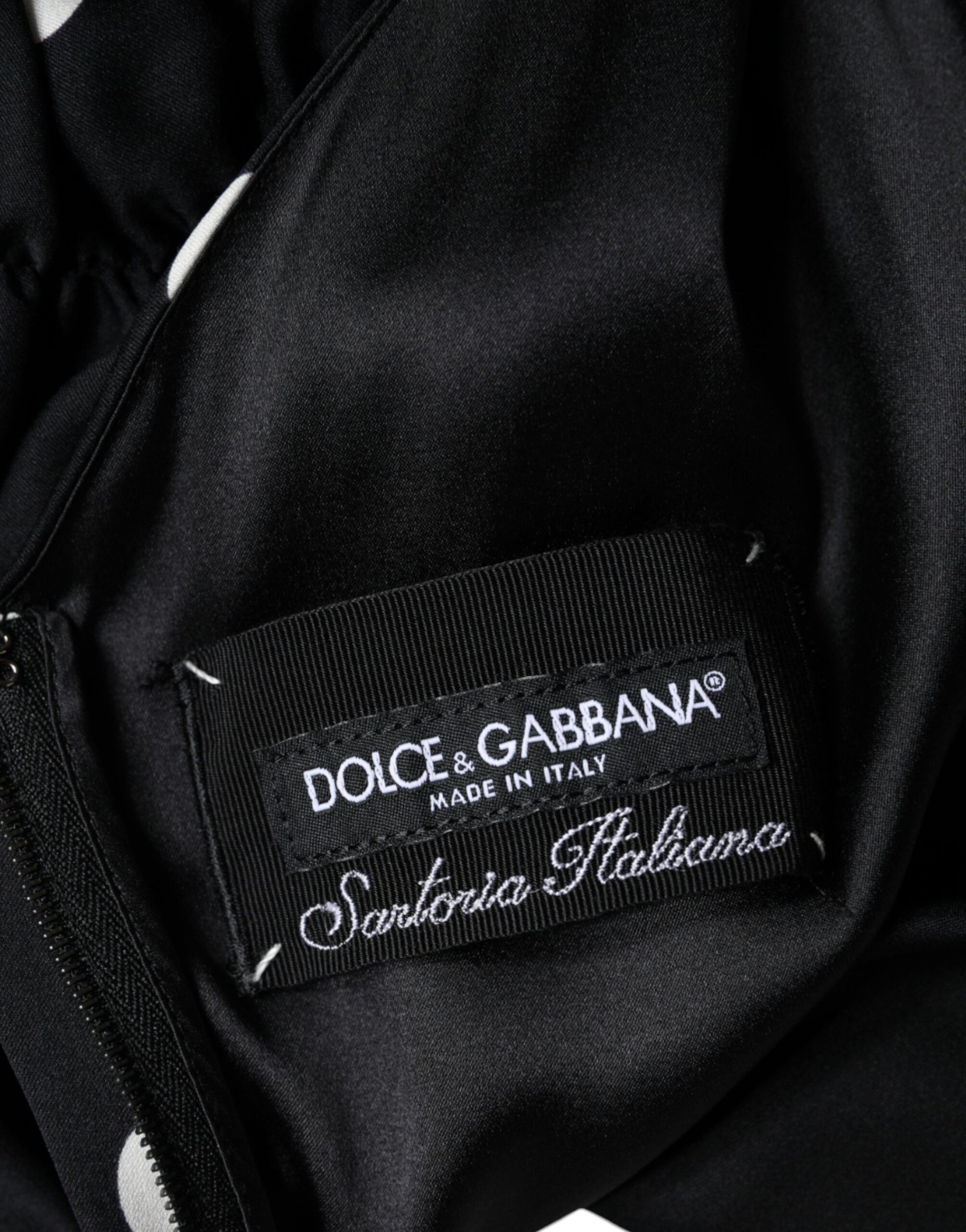 Dolce & Gabbana Black Silk Polka Dot V-neck Tassel Midi Dress by Dolce & Gabbana