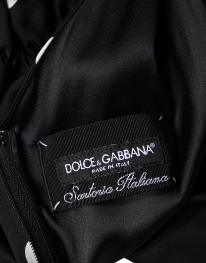 Dolce & Gabbana Black Silk Polka Dot V-neck Tassel Midi Dress by Dolce & Gabbana