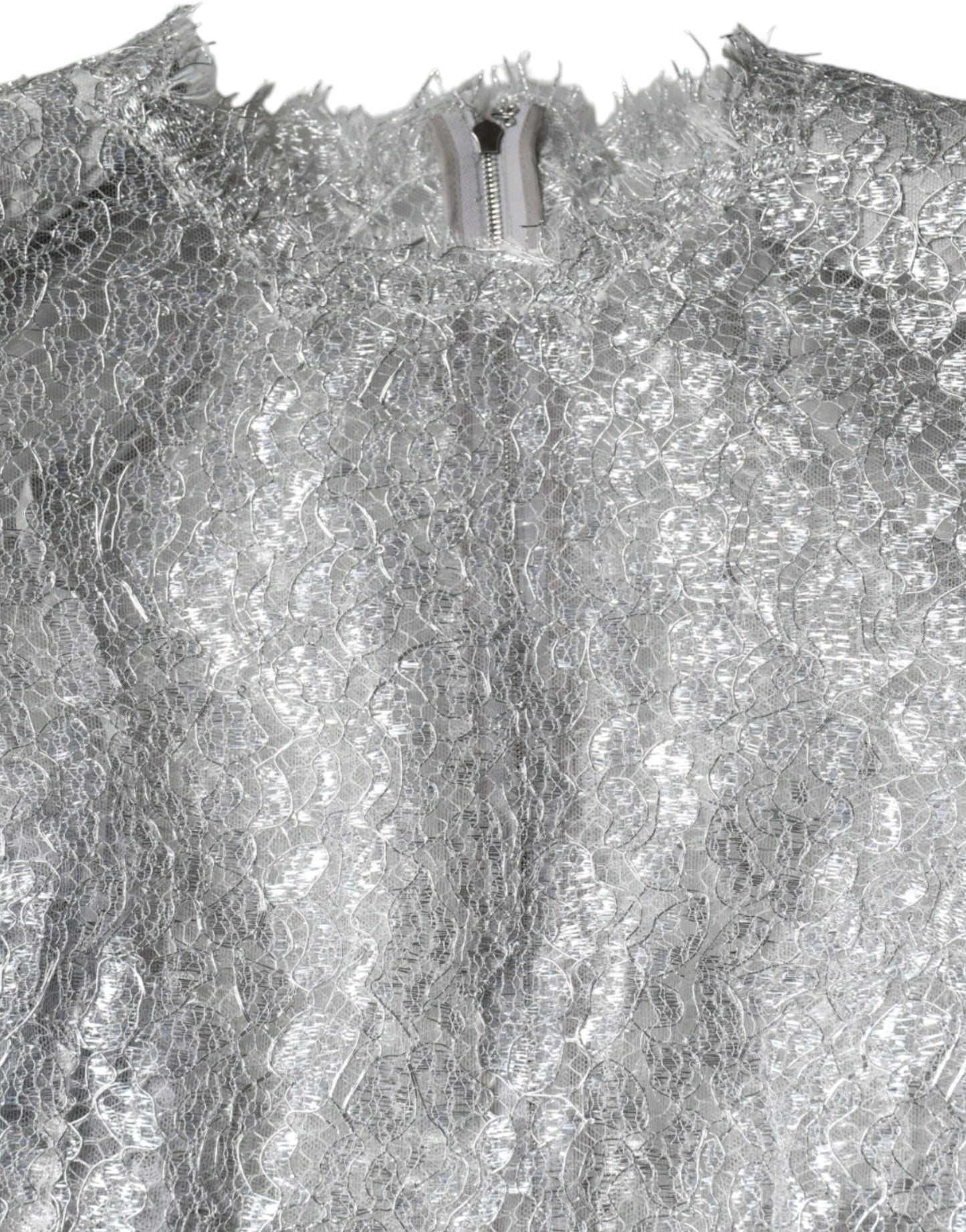 Dolce & Gabbana Silver Floral Lace Bodycon Sheath Midi Dress by Dolce & Gabbana
