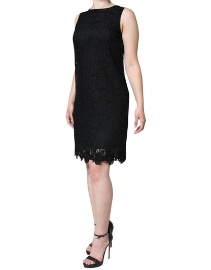 Dolce & Gabbana Black Floral Lace Sheath Sleeveless Mini Dress by Dolce & Gabbana