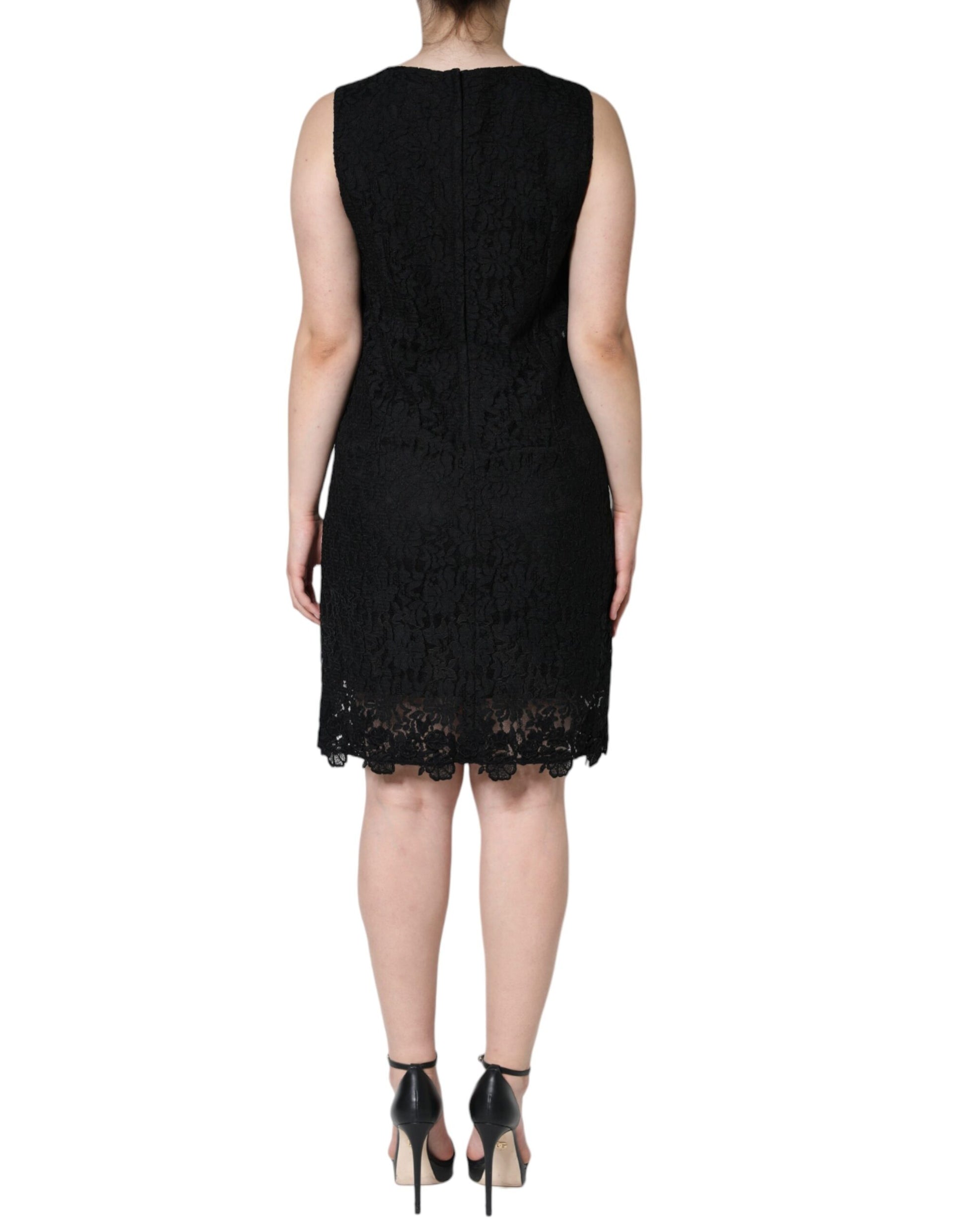 Dolce & Gabbana Black Floral Lace Sheath Sleeveless Mini Dress by Dolce & Gabbana