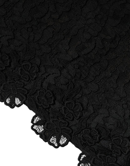 Dolce & Gabbana Black Floral Lace Sheath Sleeveless Mini Dress by Dolce & Gabbana