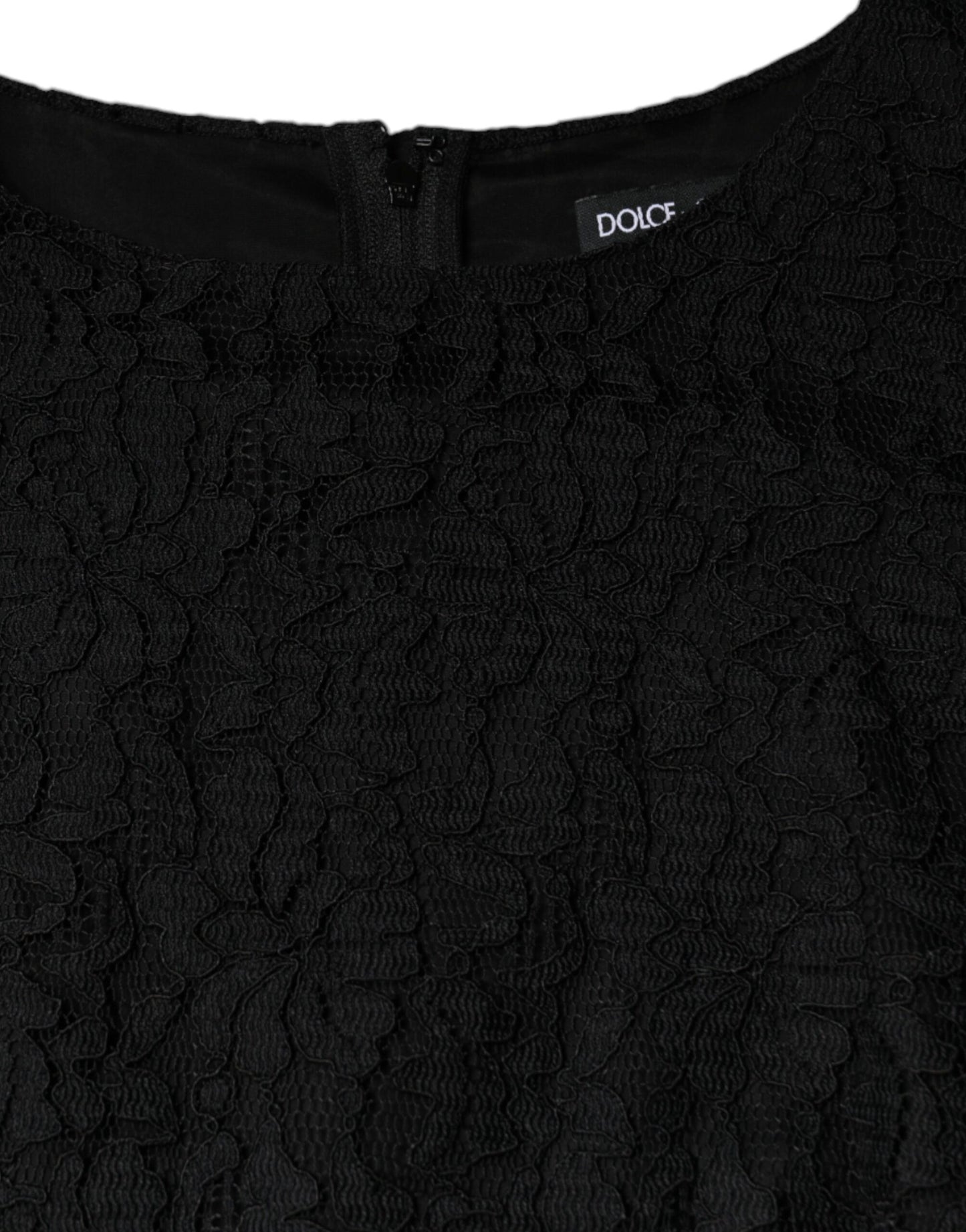 Dolce & Gabbana Black Floral Lace Sheath Sleeveless Mini Dress by Dolce & Gabbana