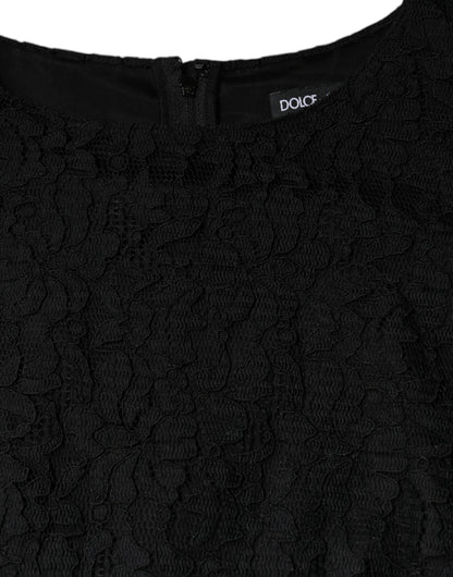 Dolce & Gabbana Black Floral Lace Sheath Sleeveless Mini Dress by Dolce & Gabbana