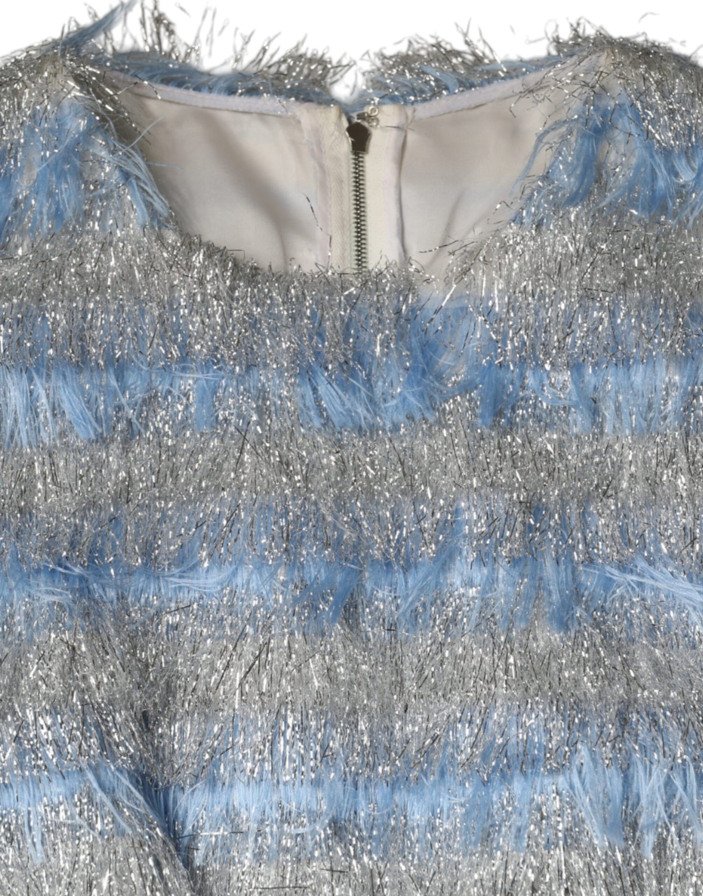 Dolce & Gabbana Light Blue Silver Jacquard A-line Midi Dress by Dolce & Gabbana