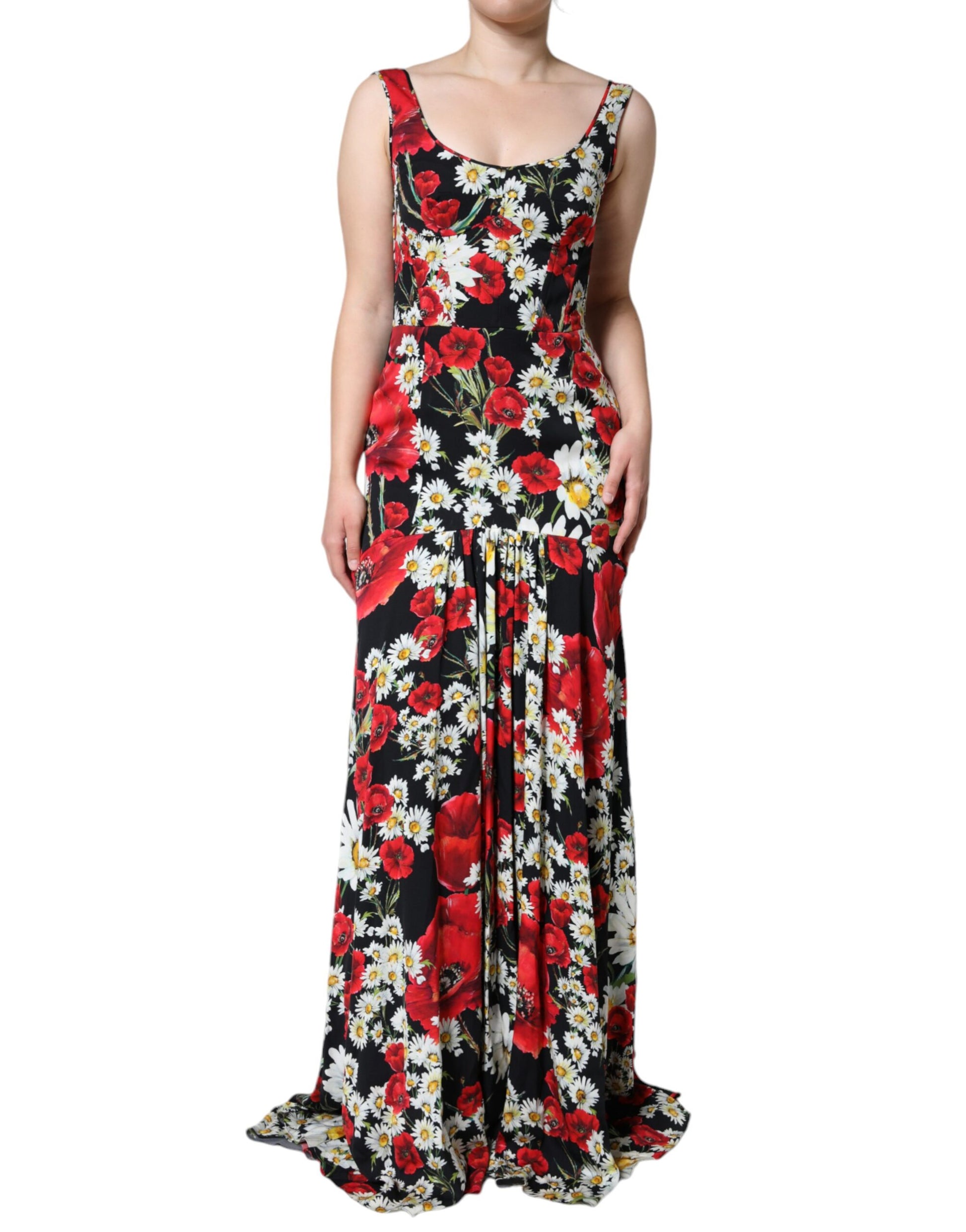 Dolce & Gabbana Black Floral Silk Sleeveless Long Gown Dress by Dolce & Gabbana