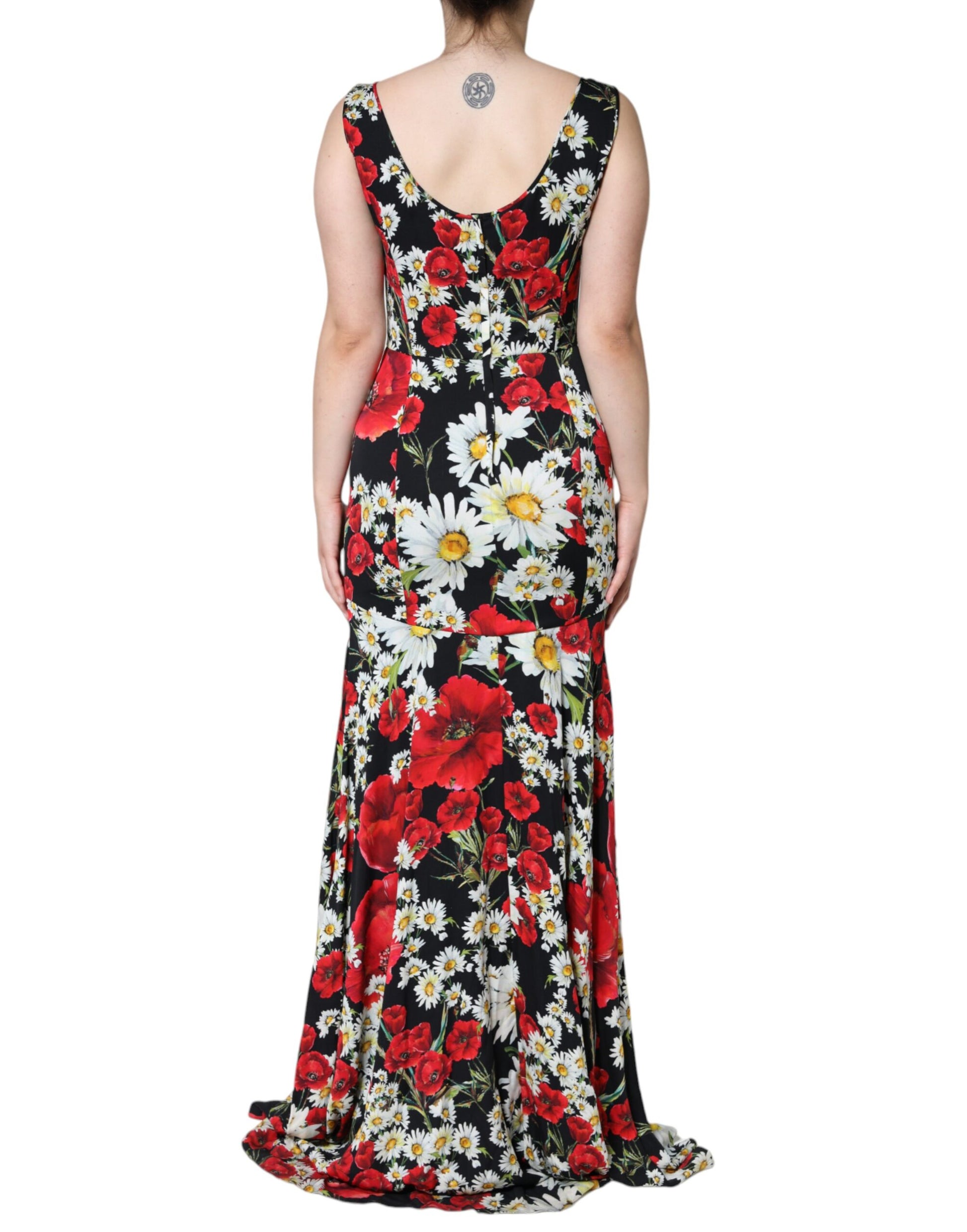 Dolce & Gabbana Black Floral Silk Sleeveless Long Gown Dress by Dolce & Gabbana