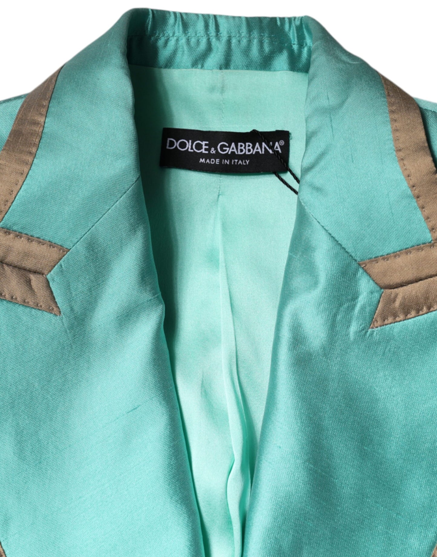 Veste blazer à simple boutonnage vert métallisé Dolce &amp; Gabbana