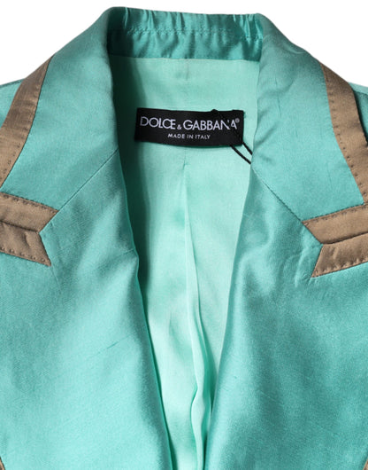 Veste blazer à simple boutonnage vert métallisé Dolce &amp; Gabbana