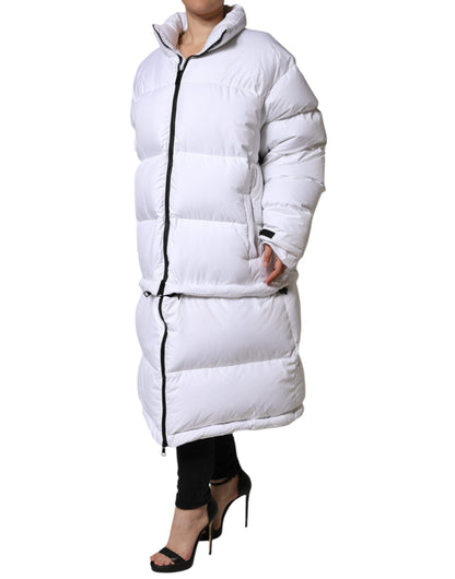 Dolce &amp; Gabbana White Puffer Quilted Full Zip Coat Jacket