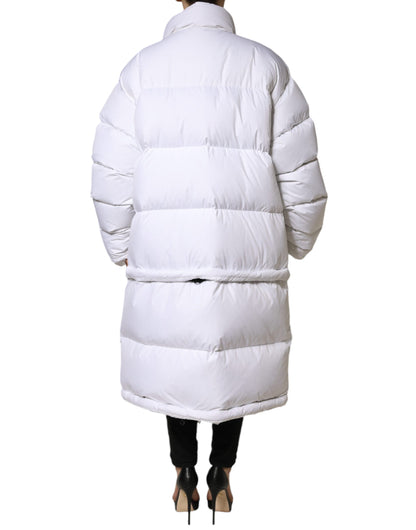 Dolce &amp; Gabbana White Puffer Quilted Full Zip Coat Jacket