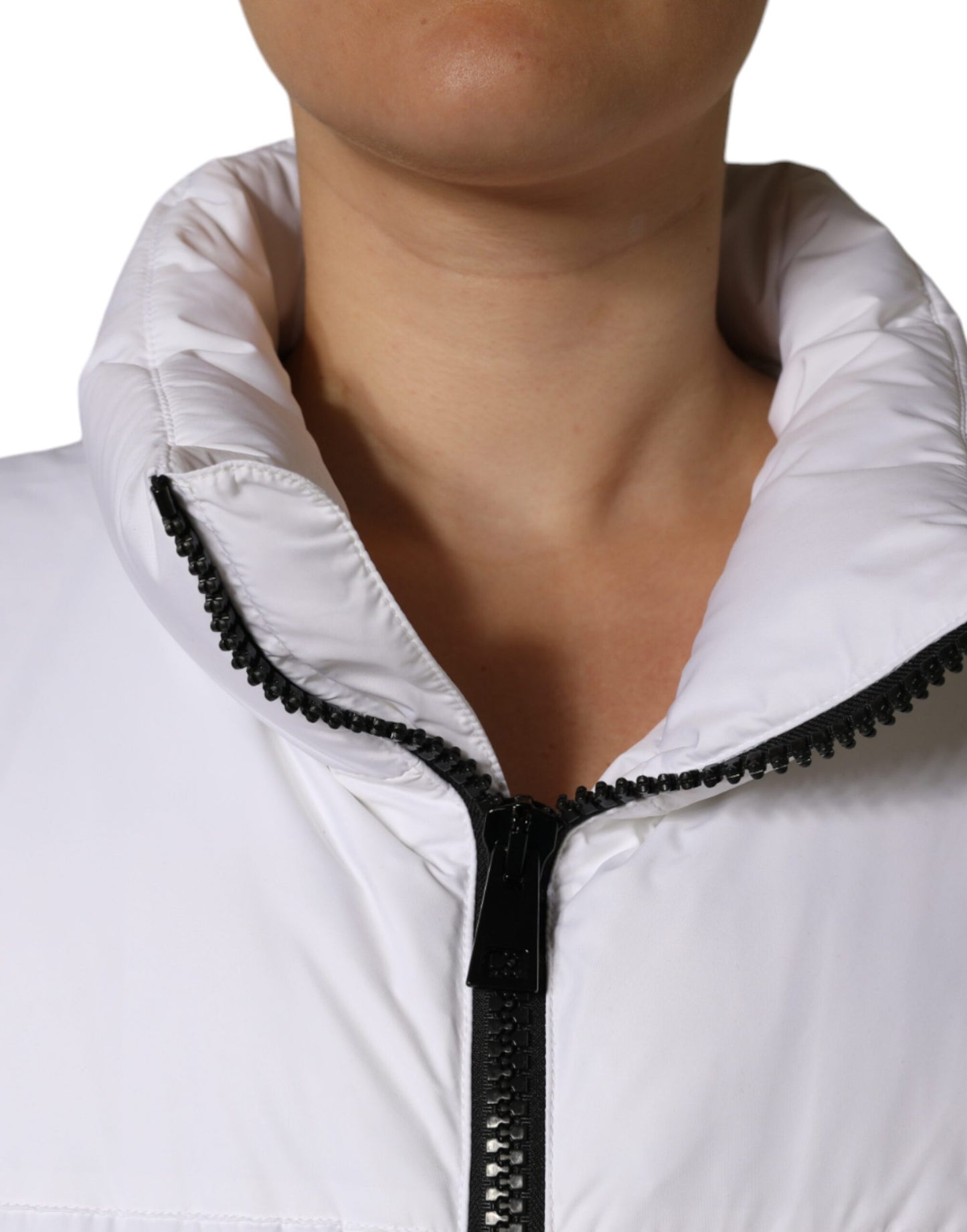 Dolce &amp; Gabbana White Puffer Quilted Full Zip Coat Jacket