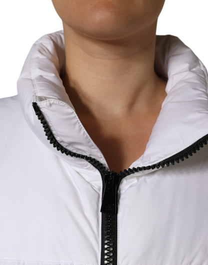 Dolce &amp; Gabbana White Puffer Quilted Full Zip Coat Jacket