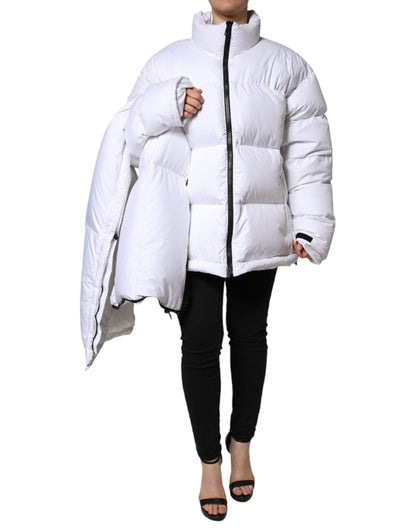 Dolce &amp; Gabbana White Puffer Quilted Full Zip Coat Jacket