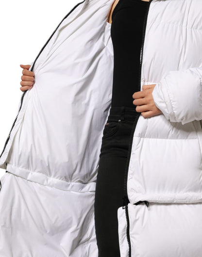Dolce &amp; Gabbana White Puffer Quilted Full Zip Coat Jacket