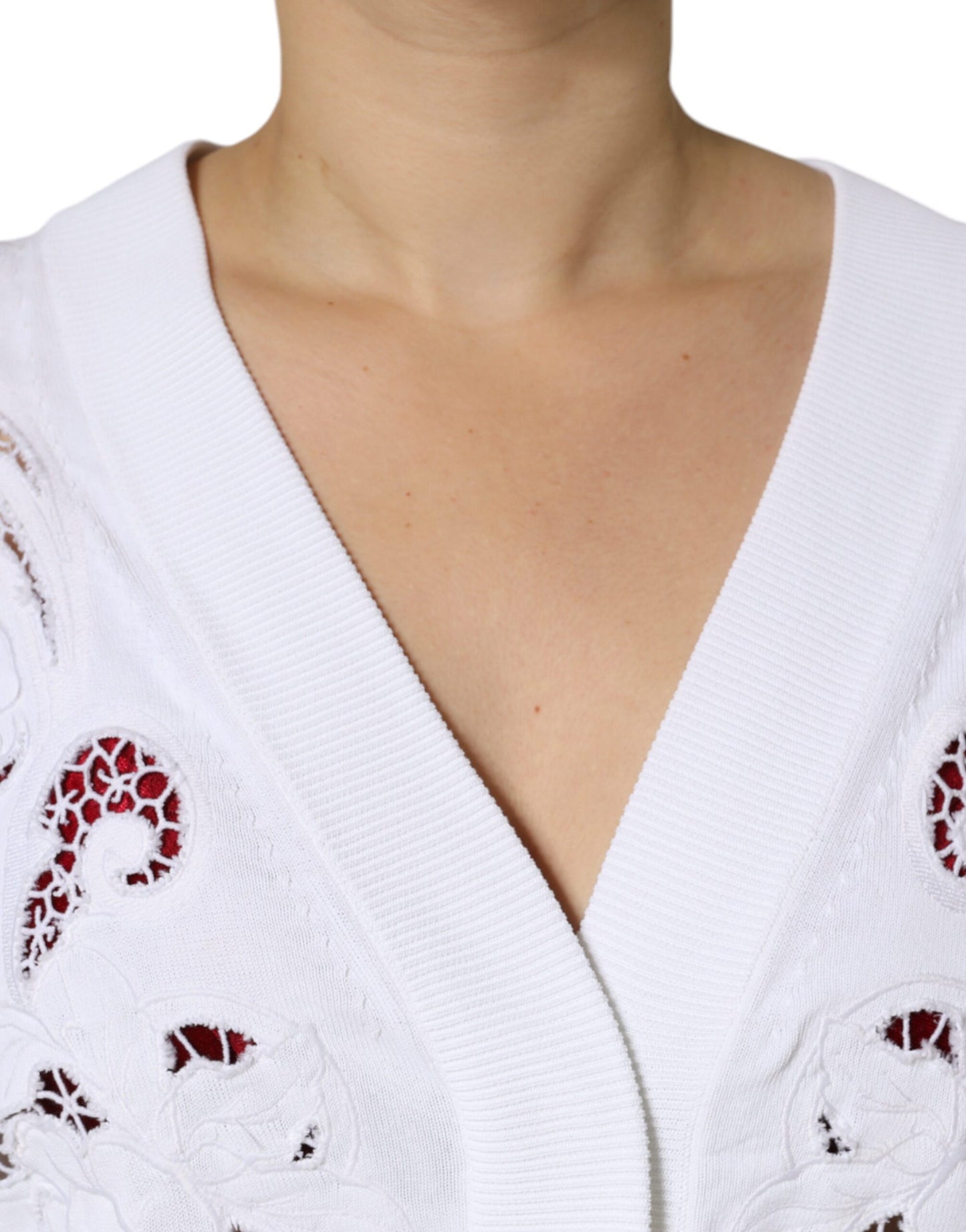 Dolce & Gabbana White Viscose Floral Cut Out Cardigan Sweater by Dolce & Gabbana