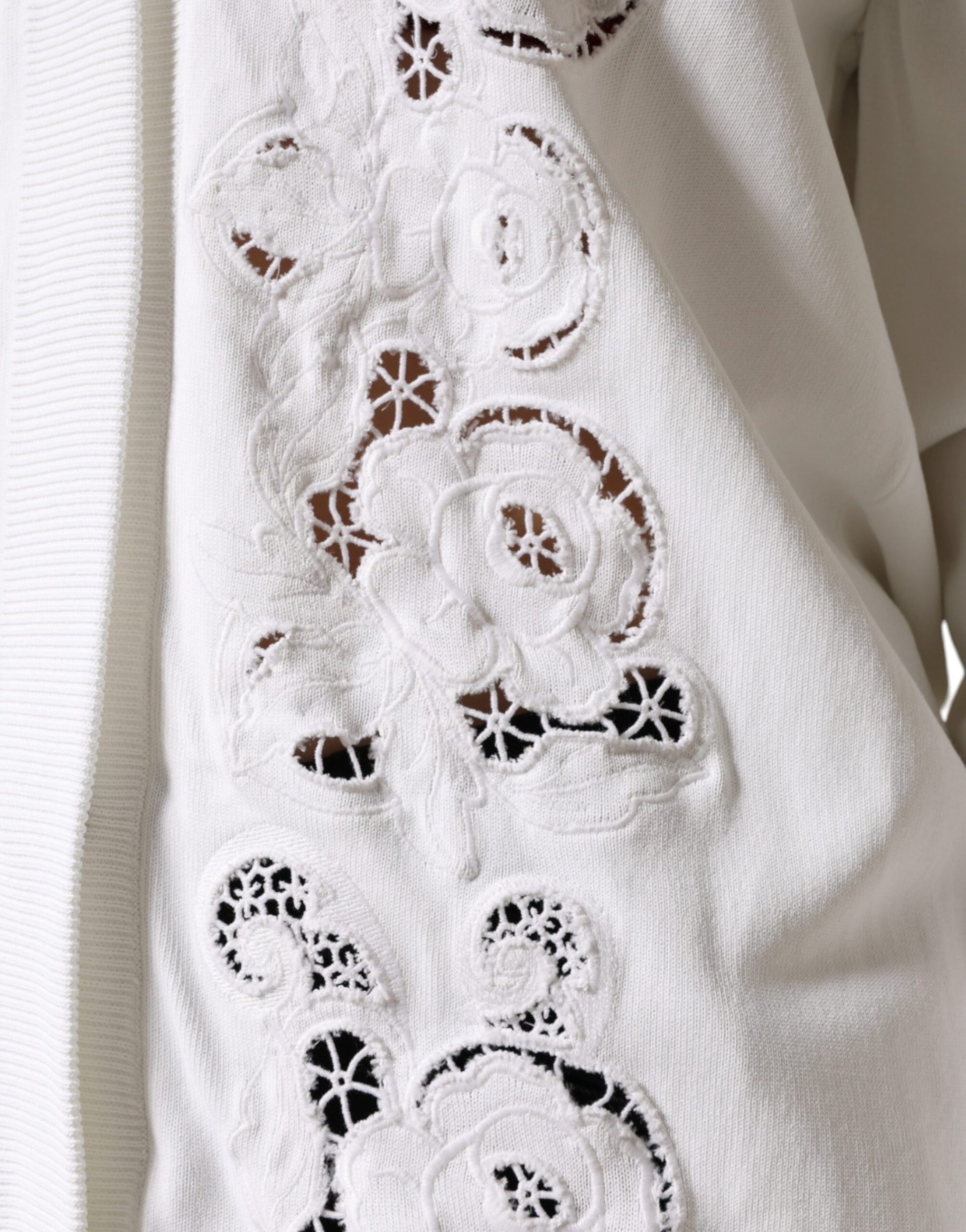 Dolce & Gabbana White Viscose Floral Cut Out Cardigan Sweater by Dolce & Gabbana