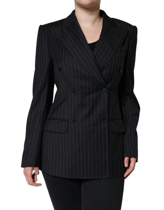 Dolce &amp; Gabbana Manteau croisé à rayures noires