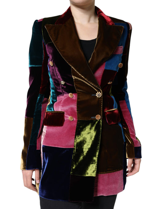 Veste blazer patchwork croisée multicolore Dolce &amp; Gabbana