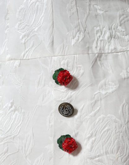 Mini-jupe à ornements en brocart floral blanc Dolce &amp; Gabbana