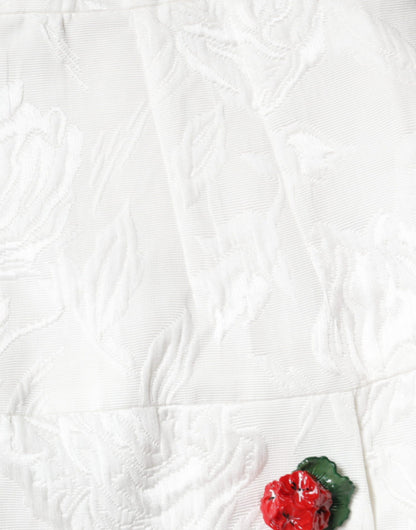 Mini-jupe à ornements en brocart floral blanc Dolce &amp; Gabbana