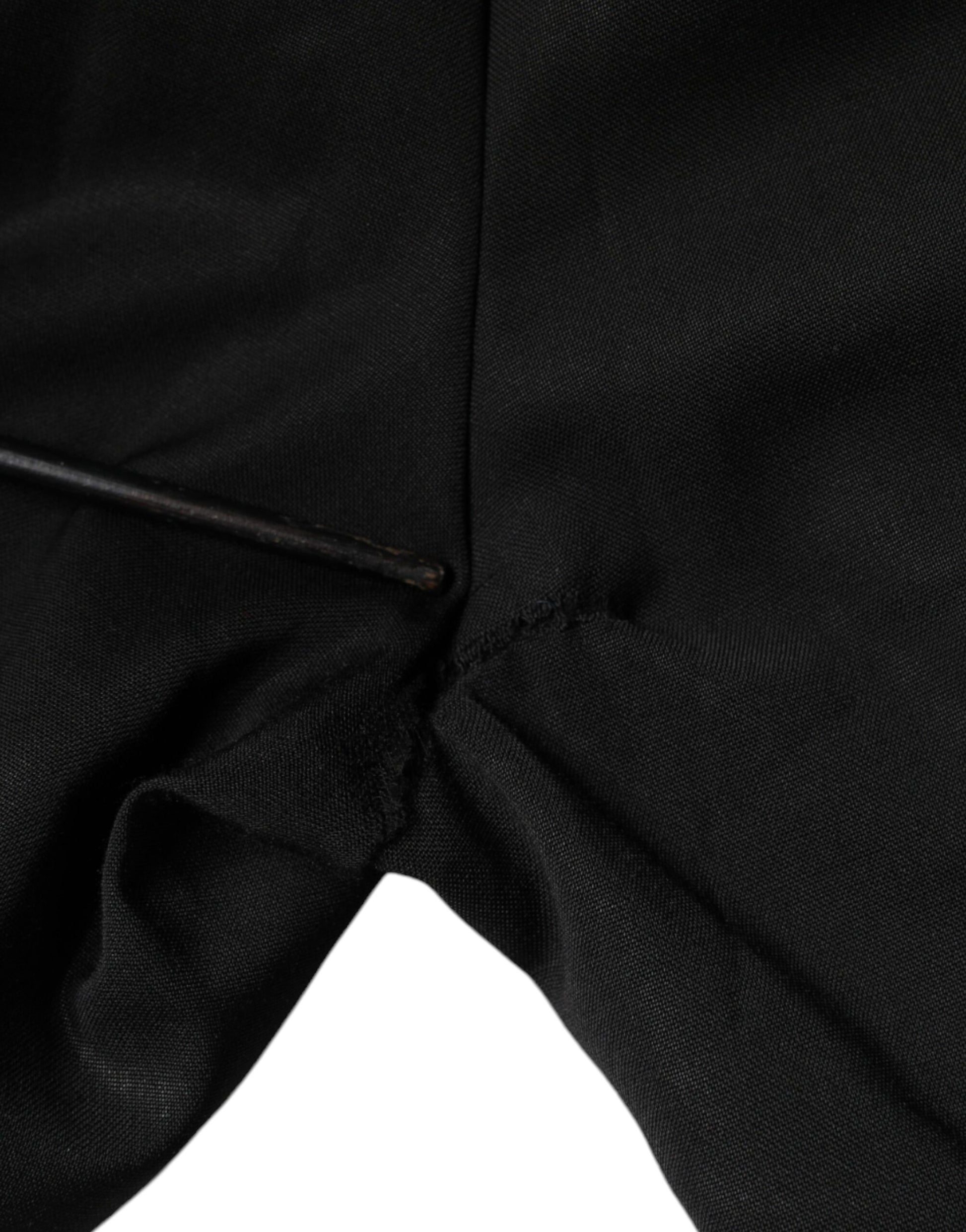 Dolce & Gabbana Black Polyester High Waist Tapered Pants by Dolce & Gabbana