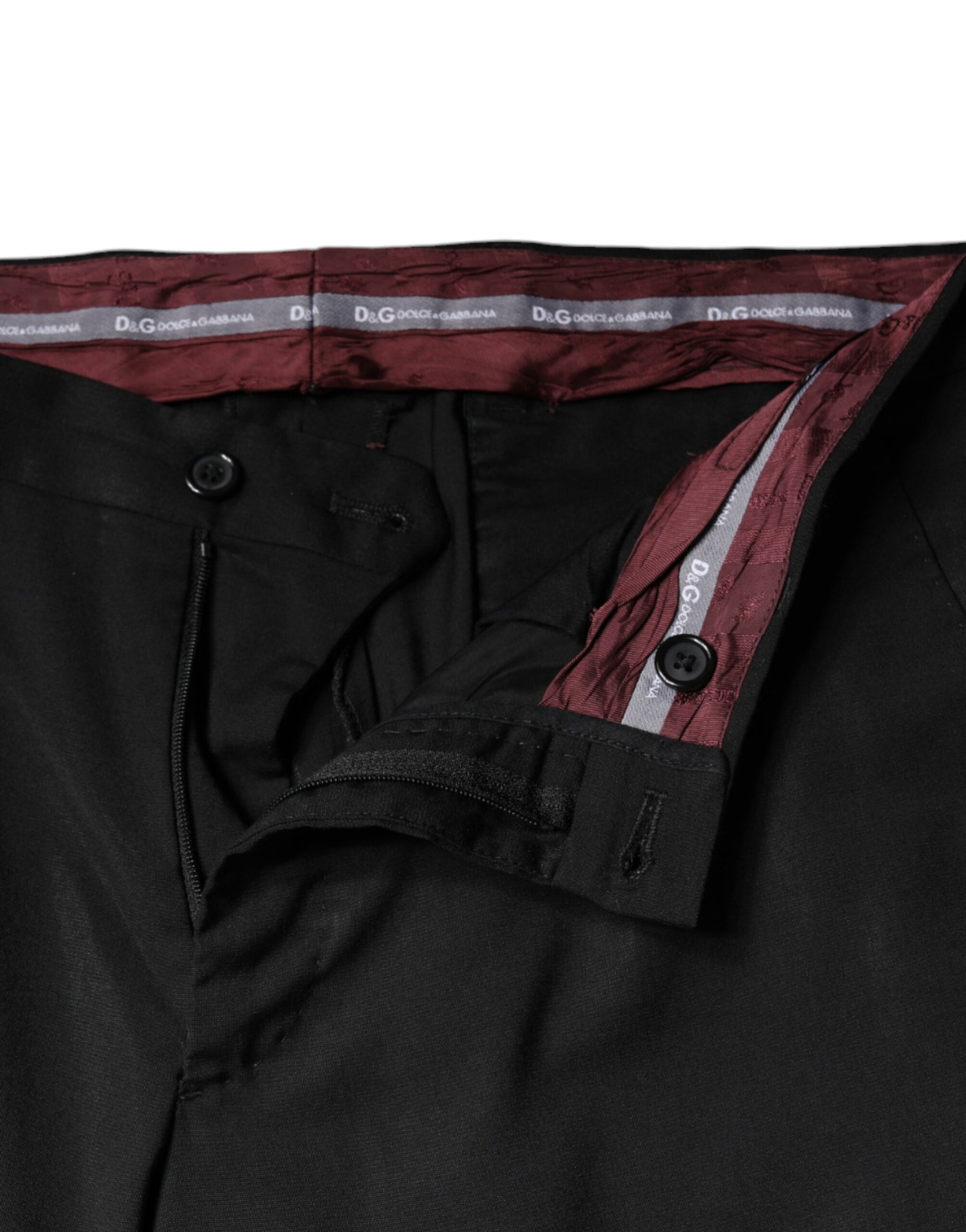 Dolce & Gabbana Black Polyester High Waist Tapered Pants by Dolce & Gabbana