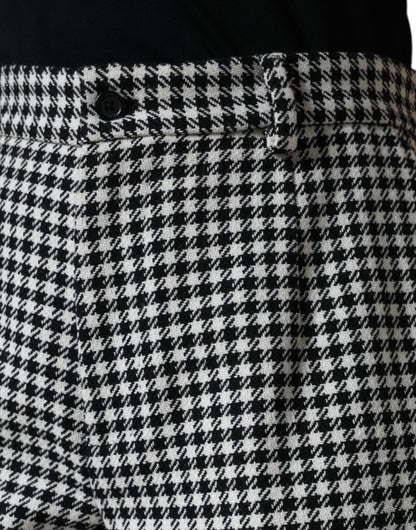 Dolce & Gabbana Black White Houndstooth Cropped Wide Leg Pants by Dolce & Gabbana