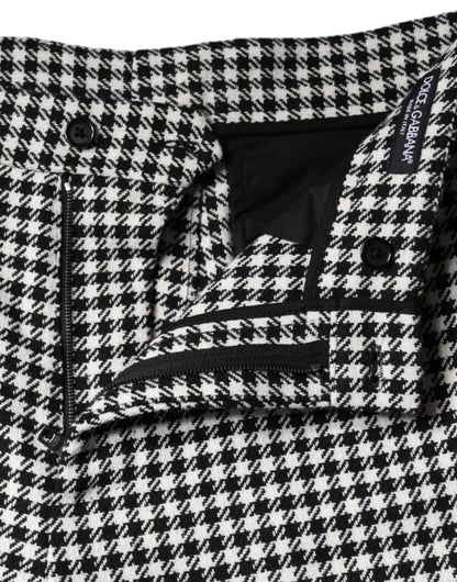 Dolce & Gabbana Black White Houndstooth Cropped Wide Leg Pants by Dolce & Gabbana