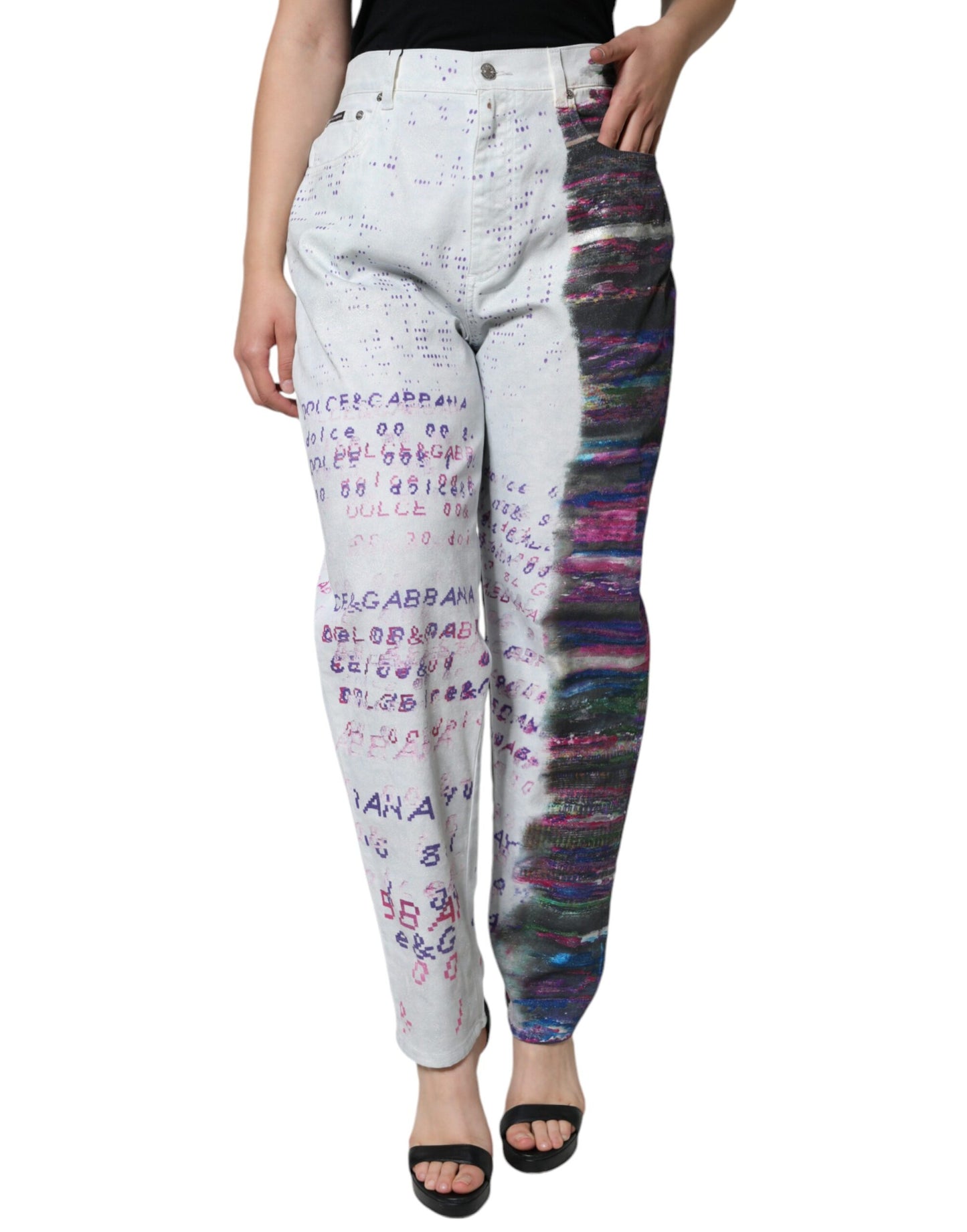 Dolce & Gabbana Multicolor Cotton Stretch High Waist Denim Jeans by Dolce & Gabbana