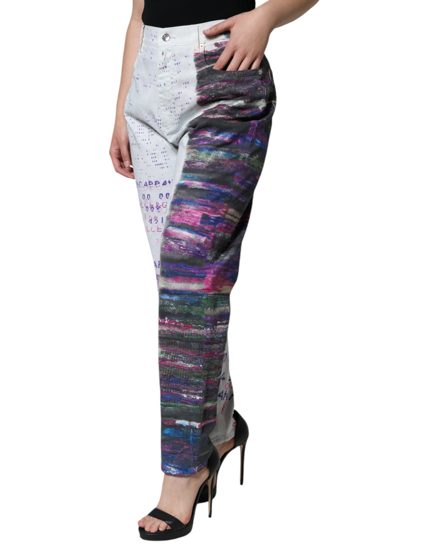 Dolce & Gabbana Multicolor Cotton Stretch High Waist Denim Jeans by Dolce & Gabbana