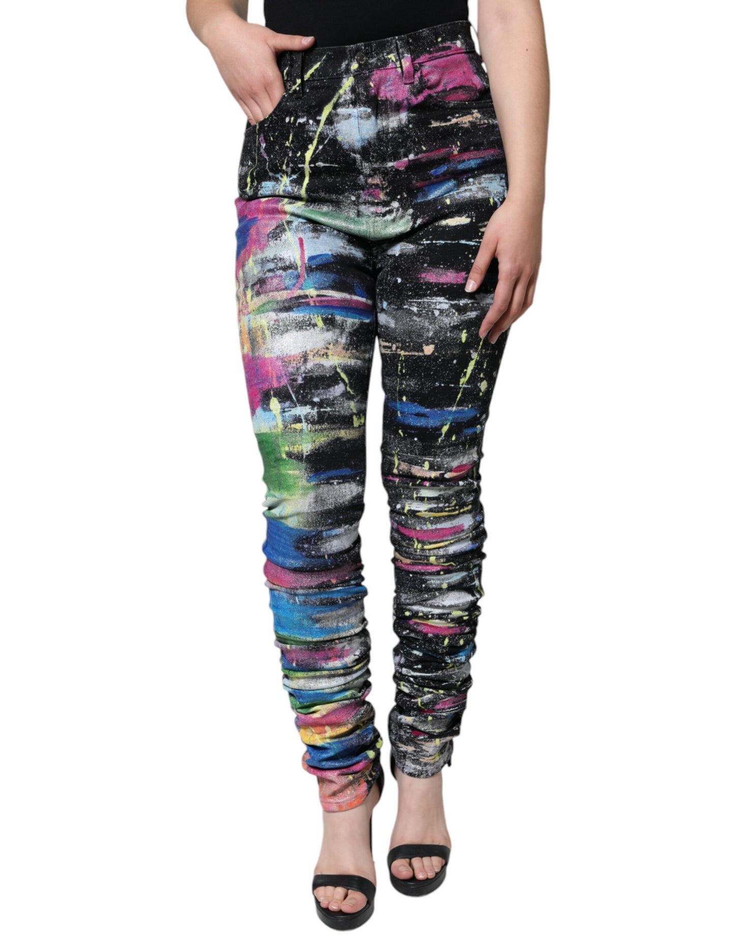 Dolce & Gabbana Multicolor Splatter Paint Cotton Skinny Denim Jeans by Dolce & Gabbana