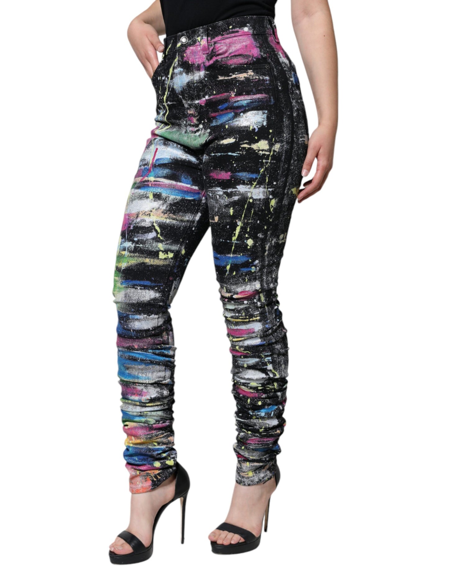 Dolce & Gabbana Multicolor Splatter Paint Cotton Skinny Denim Jeans by Dolce & Gabbana