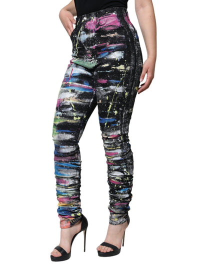 Dolce & Gabbana Multicolor Splatter Paint Cotton Skinny Denim Jeans by Dolce & Gabbana