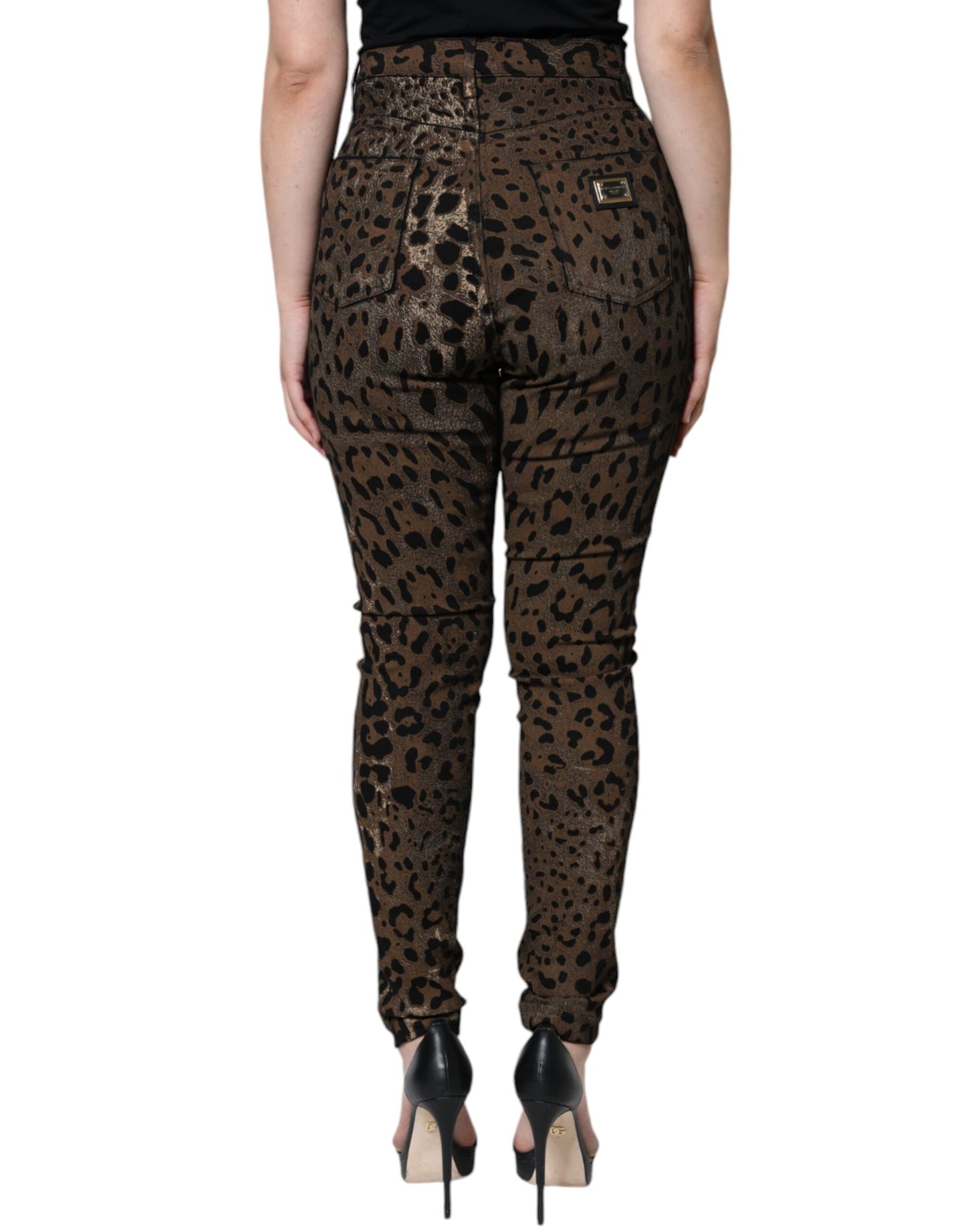 Dolce & Gabbana Brown Leopard Cotton Skinny Denim Jeans by Dolce & Gabbana