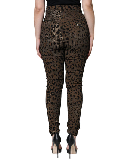 Dolce & Gabbana Brown Leopard Cotton Skinny Denim Jeans by Dolce & Gabbana