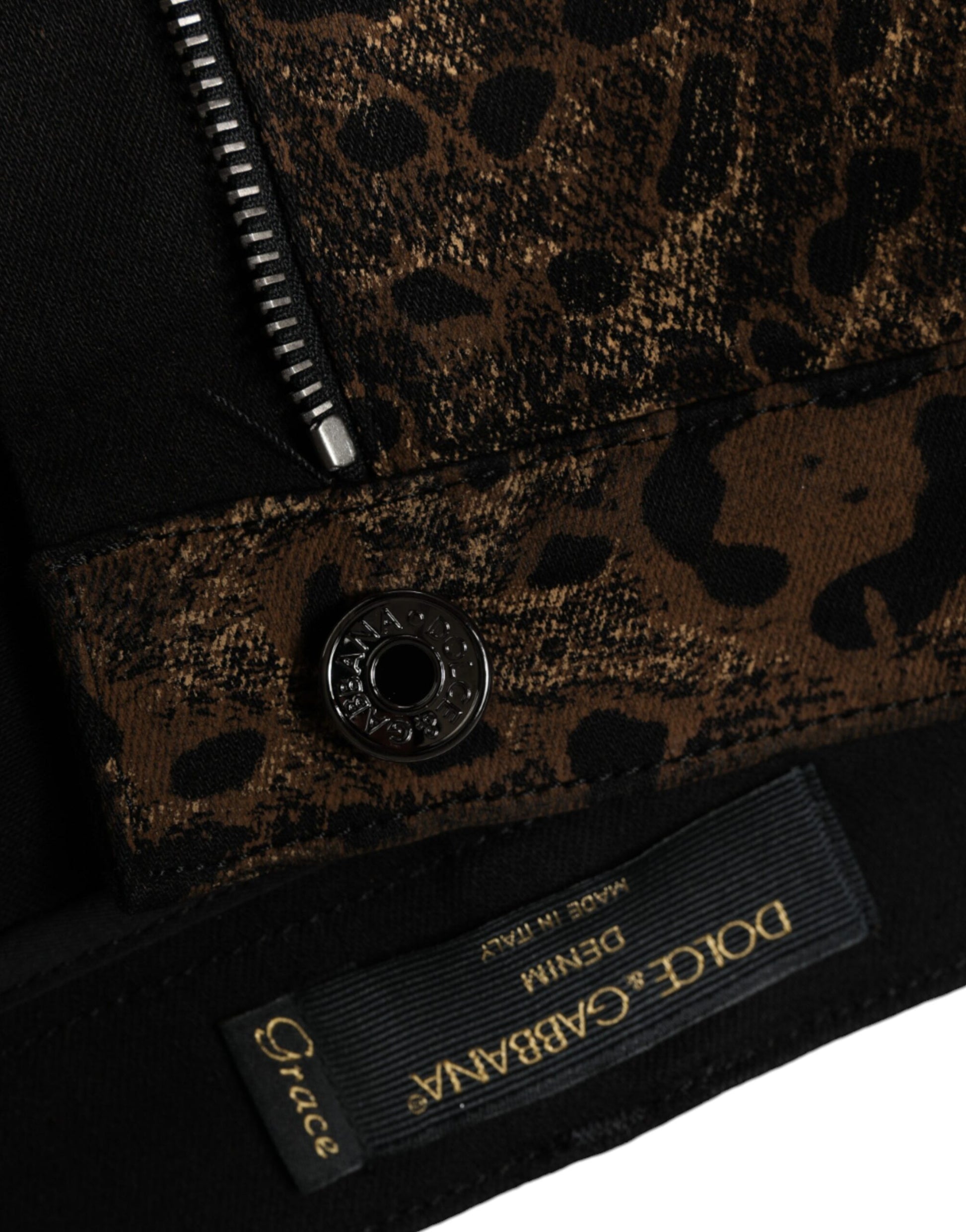 Dolce & Gabbana Brown Leopard Cotton Skinny Denim Jeans by Dolce & Gabbana