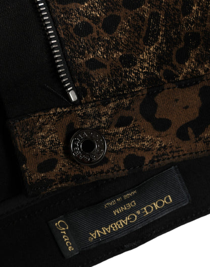 Dolce & Gabbana Brown Leopard Cotton Skinny Denim Jeans by Dolce & Gabbana