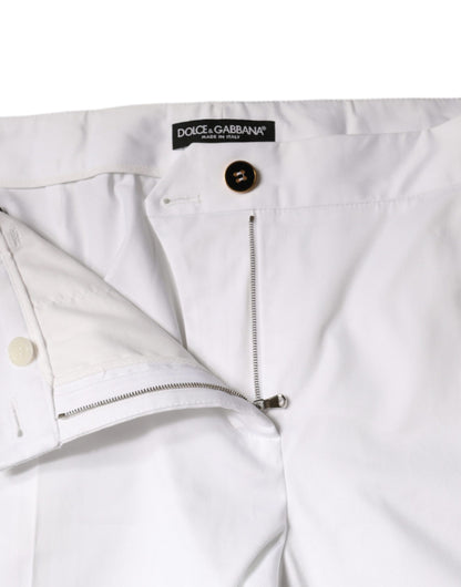 Dolce & Gabbana White Cotton Mid Waist Tapered Denim Jeans by Dolce & Gabbana