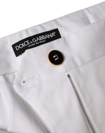 Dolce & Gabbana White Cotton Mid Waist Tapered Denim Jeans by Dolce & Gabbana