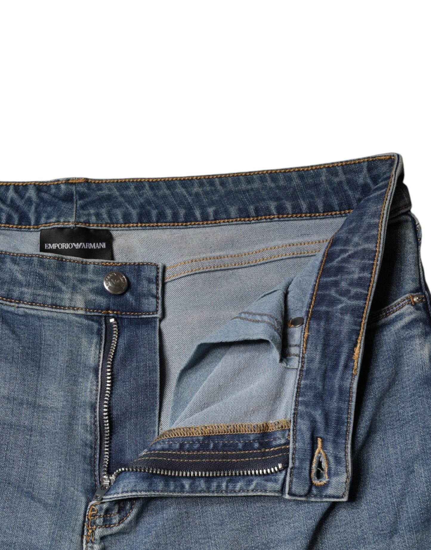 Emporio Armani Blue Washed High Waisted Skinny Women Denim Jeans by Emporio Armani