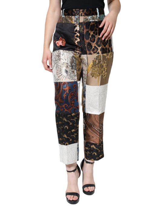 Dolce & Gabbana Multicolor Patchwork Jacquard High Waist Pants by Dolce & Gabbana