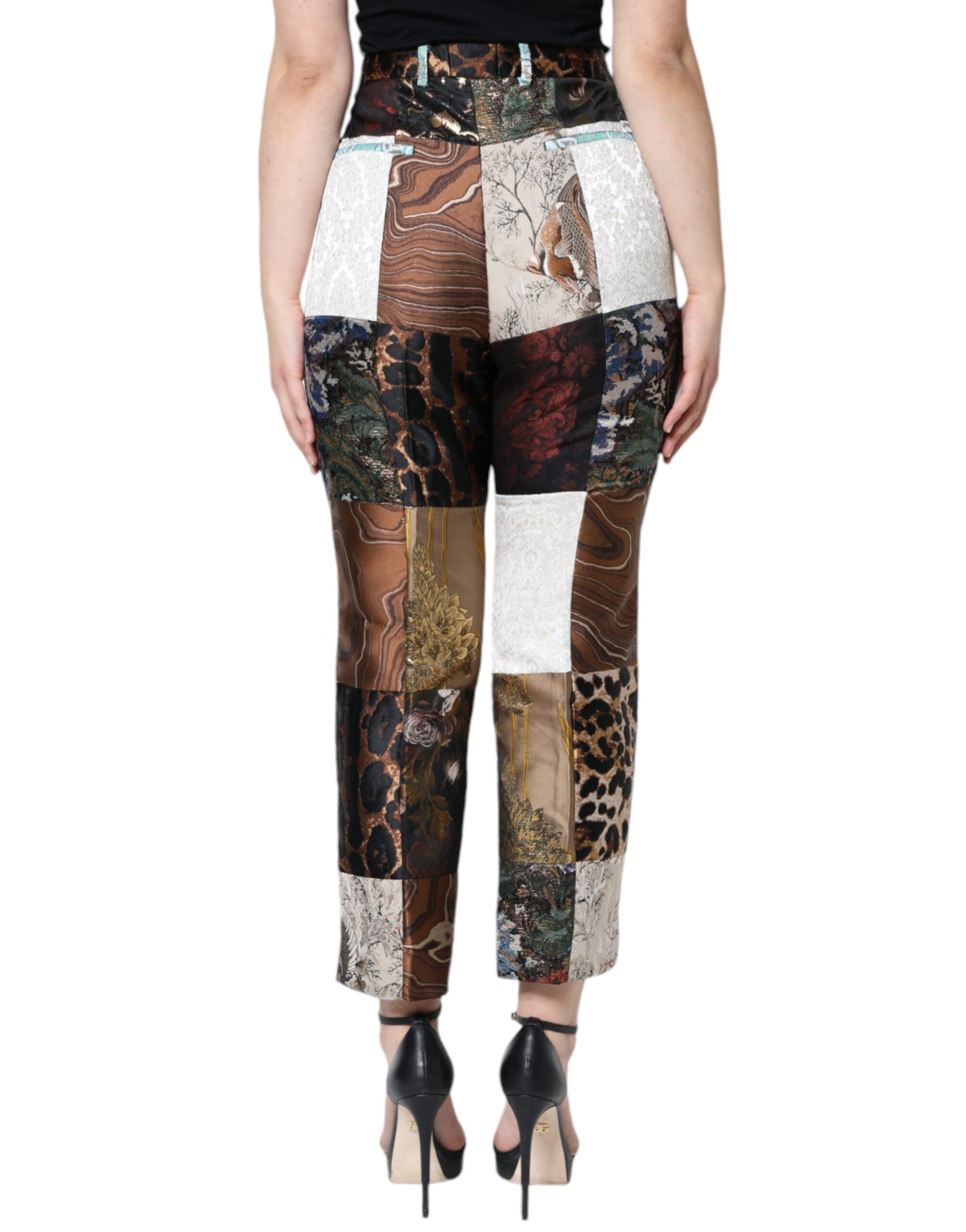 Dolce & Gabbana Multicolor Patchwork Jacquard High Waist Pants by Dolce & Gabbana