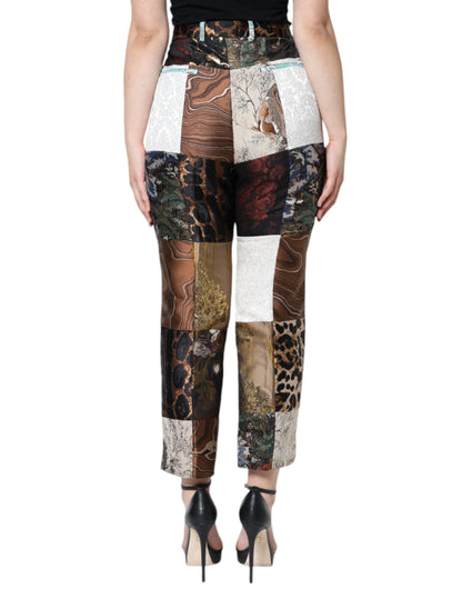 Dolce & Gabbana Multicolor Patchwork Jacquard High Waist Pants by Dolce & Gabbana